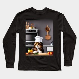 Chef Cat - Modern Digital Art Long Sleeve T-Shirt